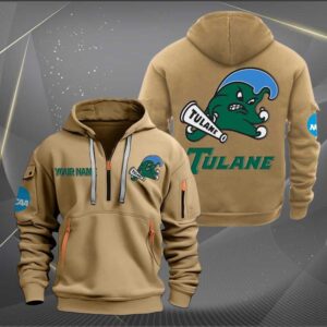 Sportswearmerch Tulane Green Wave NCAA Personalized Half Zip Hoodie For Fan