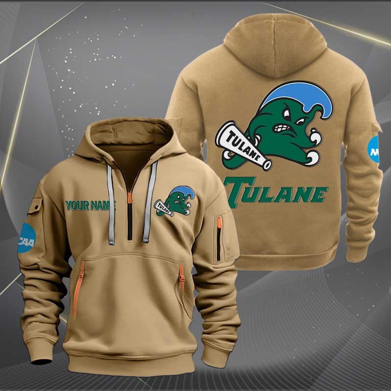Sportswearmerch Tulane Green Wave NCAA Personalized Half Zip Hoodie For Fan