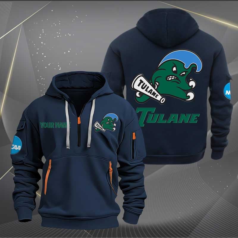Sportswearmerch Tulane Green Wave NCAA Personalized Half Zip Hoodie For Fan