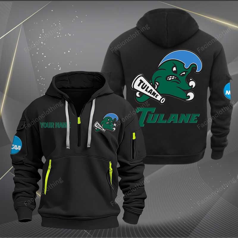 Sportswearmerch Tulane Green Wave NCAA Personalized Half Zip Hoodie For Fan