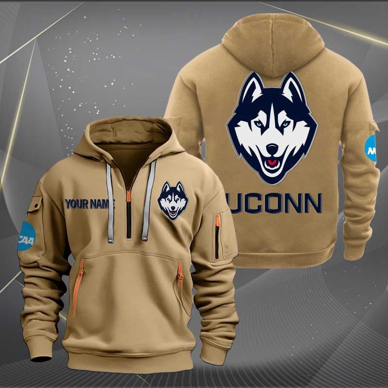 Sportswearmerch Uconn Huskies NCAA Personalized Half Zip Hoodie For Fan