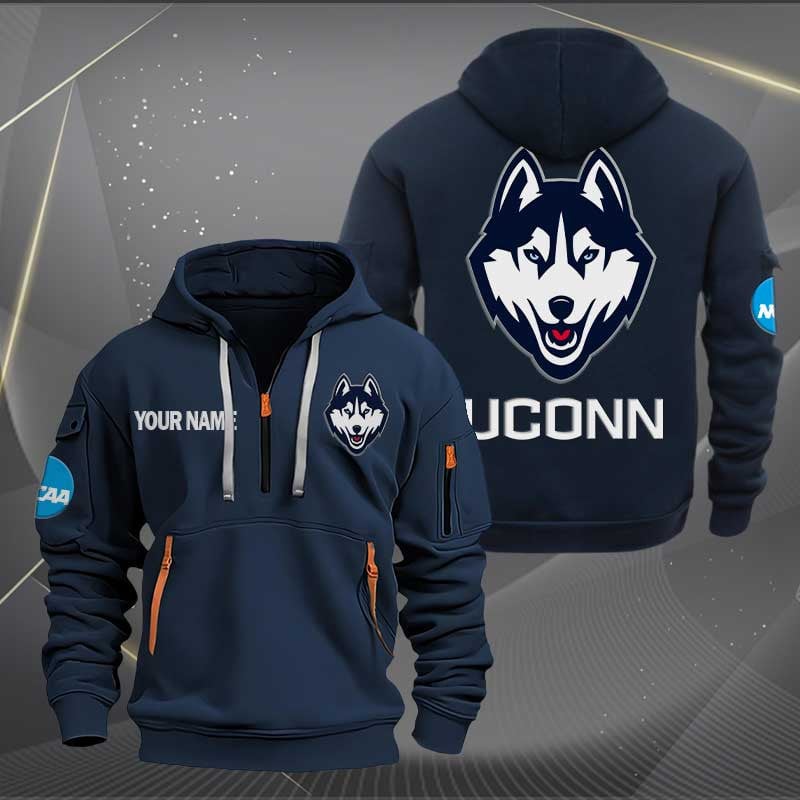 Sportswearmerch Uconn Huskies NCAA Personalized Half Zip Hoodie For Fan