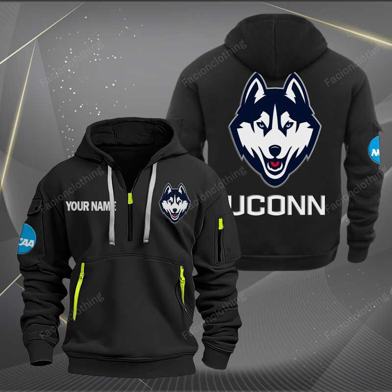 Sportswearmerch Uconn Huskies NCAA Personalized Half Zip Hoodie For Fan