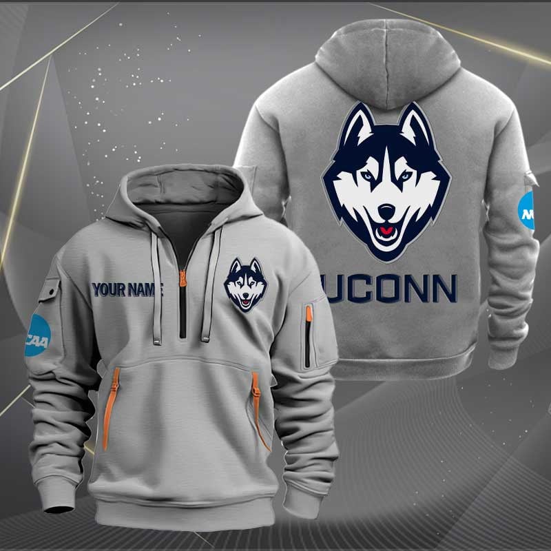 Sportswearmerch Uconn Huskies NCAA Personalized Half Zip Hoodie For Fan