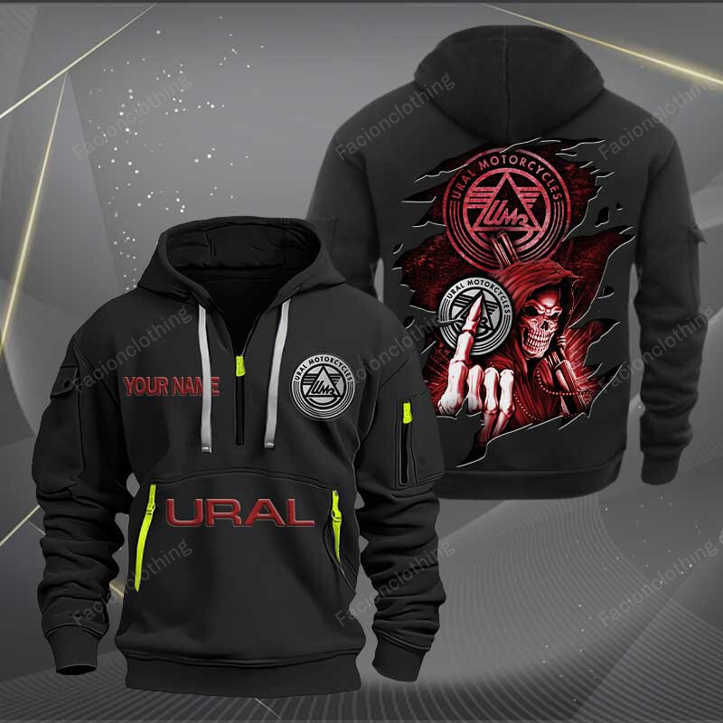 Sportswearmerch Ural Motorcycle Personalized Half Zip Hoodie For Fan