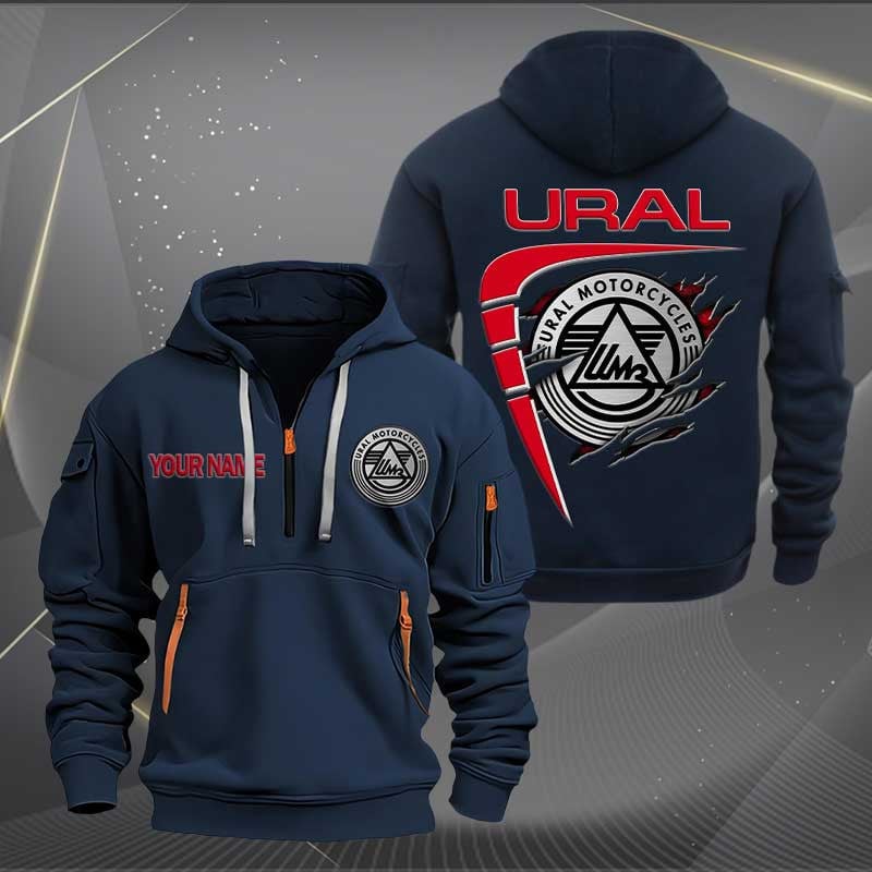 Sportswearmerch Ural Motorcycle Personalized Half Zip Hoodie For Fan