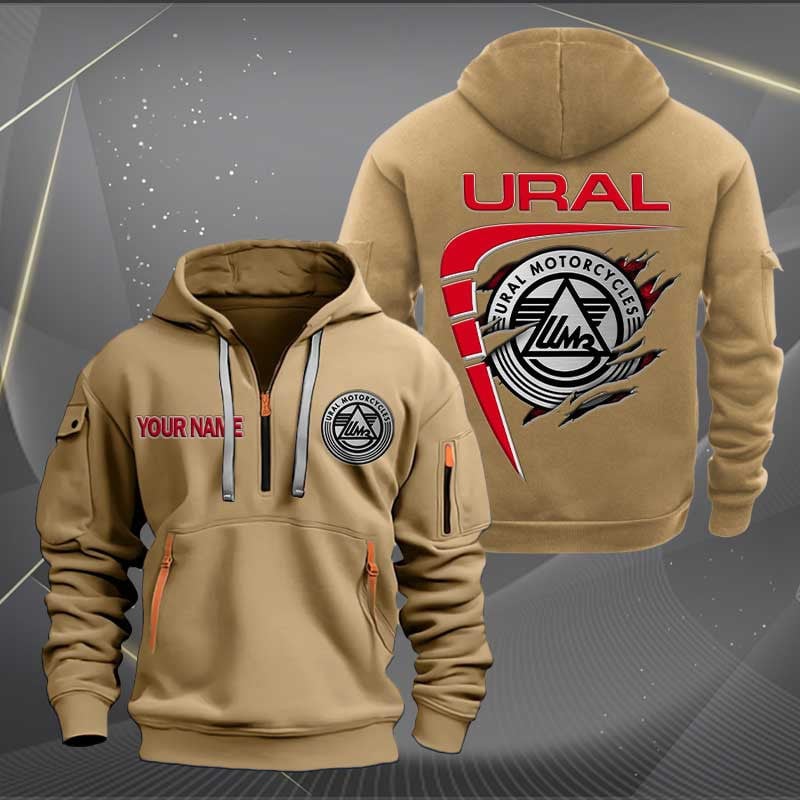 Sportswearmerch Ural Motorcycle Personalized Half Zip Hoodie For Fan