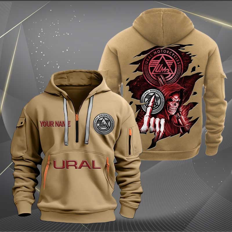 Sportswearmerch Ural Motorcycle Personalized Half Zip Hoodie For Fan