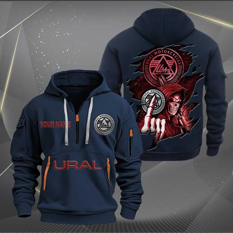 Sportswearmerch Ural Motorcycle Personalized Half Zip Hoodie For Fan
