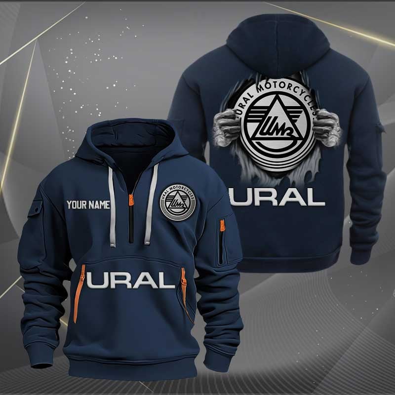 Sportswearmerch Ural Motorcycles Personalized Half Zip Hoodie For Fan