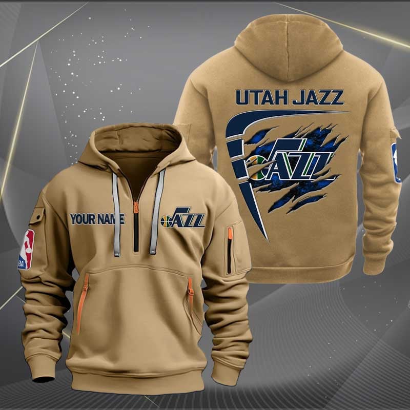 Sportswearmerch Utah Jazz NBA Personalized Half Zip Hoodie For Fan