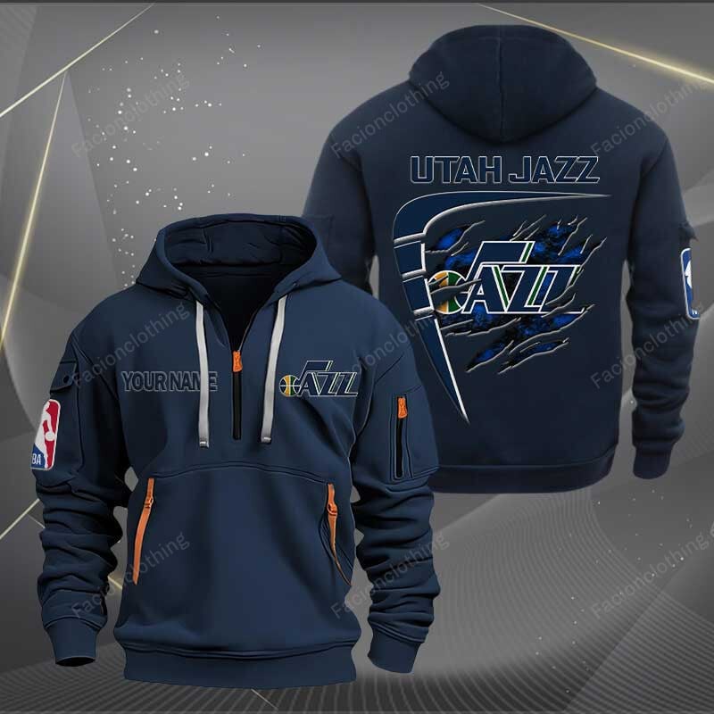 Sportswearmerch Utah Jazz NBA Personalized Half Zip Hoodie For Fan