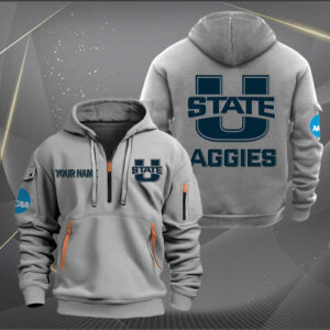 Sportswearmerch Utah State Aggies NCAA Personalized Half Zip Hoodie For Fan