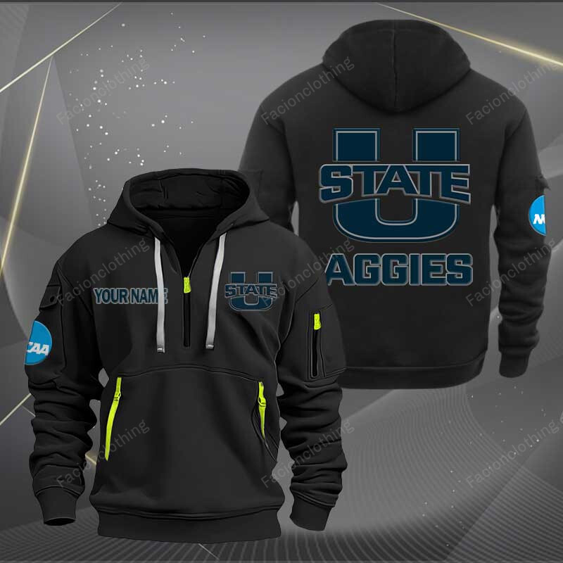Sportswearmerch Utah State Aggies NCAA Personalized Half Zip Hoodie For Fan