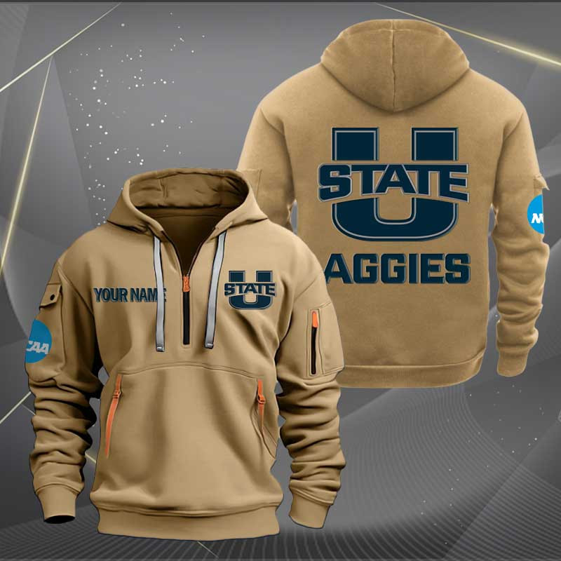 Sportswearmerch Utah State Aggies NCAA Personalized Half Zip Hoodie For Fan
