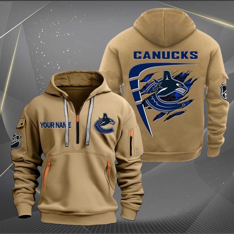 Sportswearmerch Vancouver Canucks NHL Personalized Half Zip Hoodie For Fan