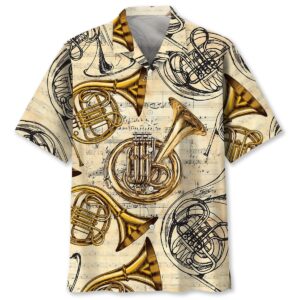 Sportswearmerch Vintage French Horn Brass Hawaiian Shirt For Fan