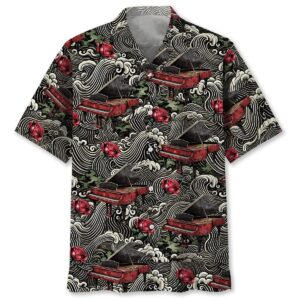 Sportswearmerch Vintage Red Grand Piano Rose Hawaiian Shirt For Fan
