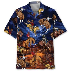 Sportswearmerch Vintage Wild West Night Cowboy Rodeo Show Hawaiian Shirt For Fan