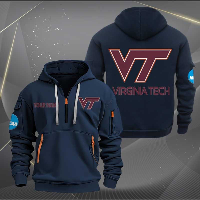 Sportswearmerch Virginia Tech Hokies NCAA Personalized Half Zip Hoodie For Fan