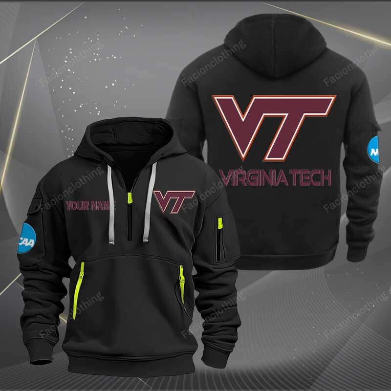 Sportswearmerch Virginia Tech Hokies NCAA Personalized Half Zip Hoodie For Fan