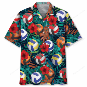 Sportswearmerch Volleyball Flowers Balls Hawaiian Shirt For Fan