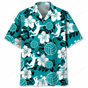 Sportswearmerch Volleyball Hibiscus Blue Hawaiian Shirt For Fan