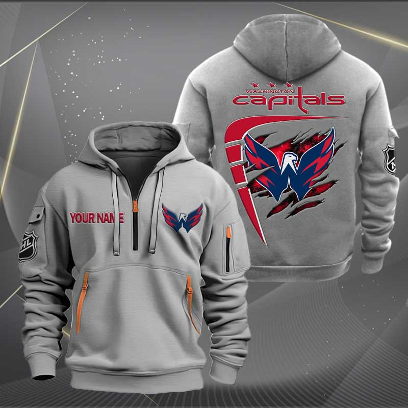 Sportswearmerch Washington Capitals NHL Personalized Half Zip Hoodie For Fan