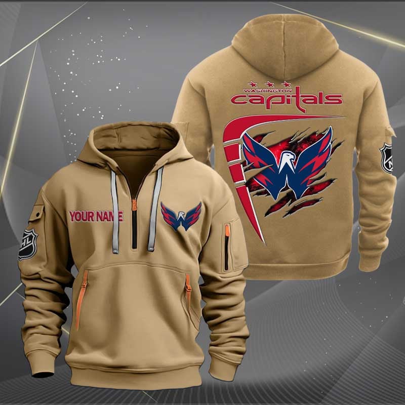 Sportswearmerch Washington Capitals NHL Personalized Half Zip Hoodie For Fan