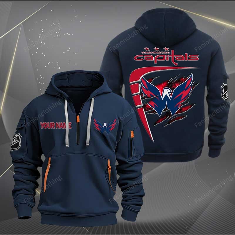 Sportswearmerch Washington Capitals NHL Personalized Half Zip Hoodie For Fan