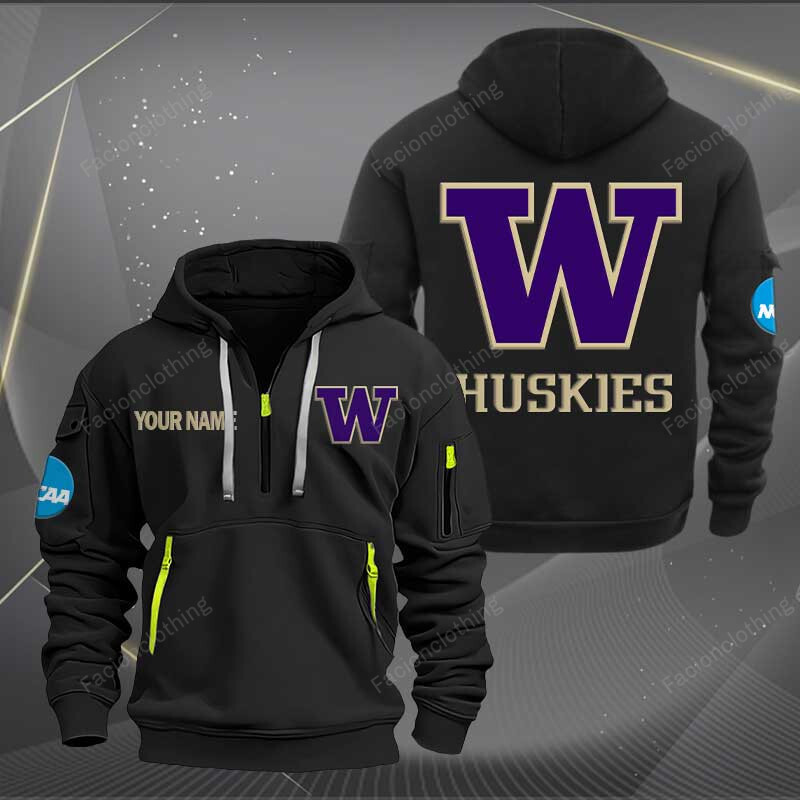 Sportswearmerch Washington Huskies NCAA Personalized Half Zip Hoodie For Fan