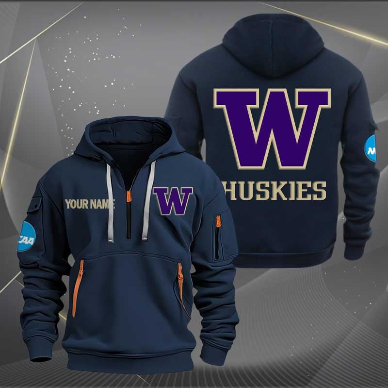 Sportswearmerch Washington Huskies NCAA Personalized Half Zip Hoodie For Fan