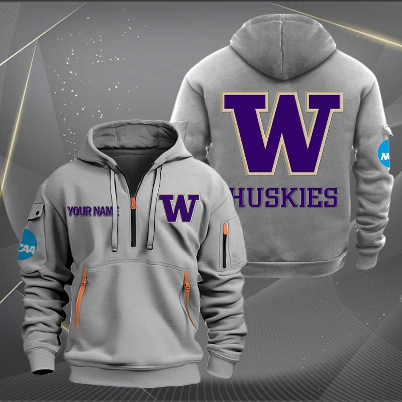 Sportswearmerch Washington Huskies NCAA Personalized Half Zip Hoodie For Fan