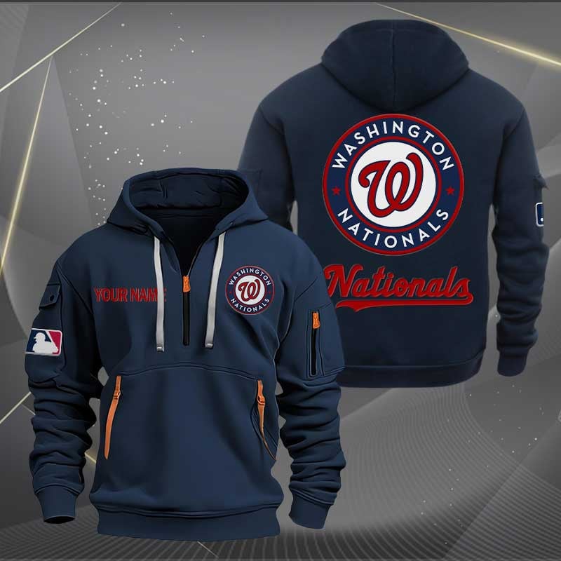 Sportswearmerch Washington Nationals MLB Half Zip Hoodie For Fan