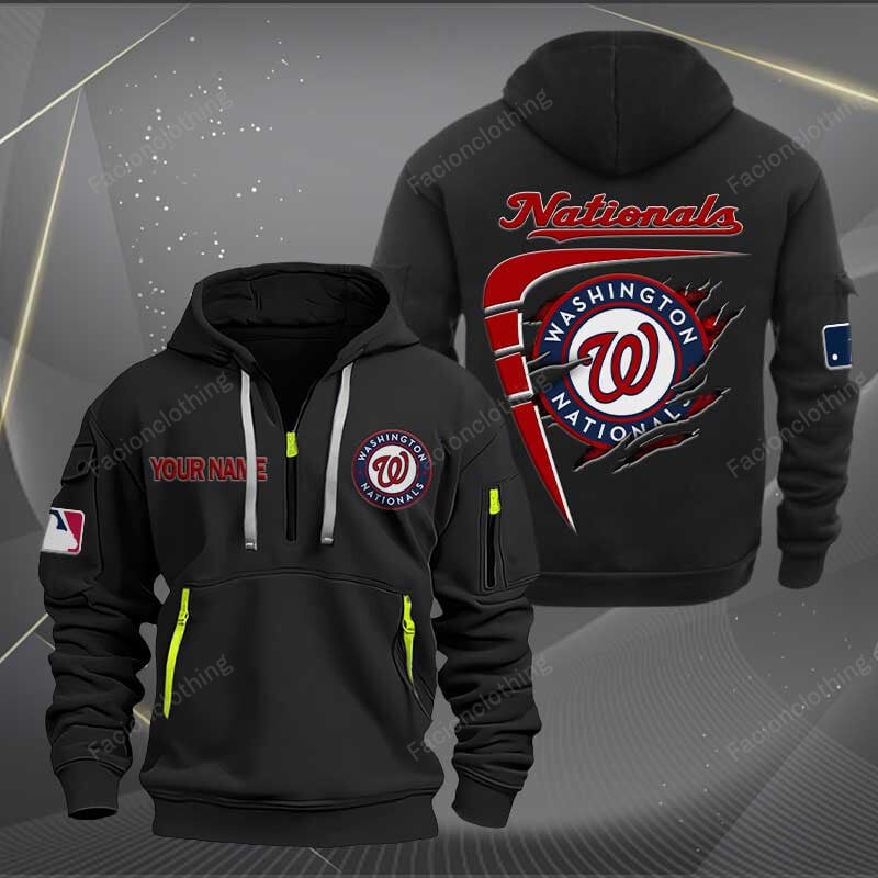 Sportswearmerch Washington Nationals MLB Personalized Half Zip Hoodie For Fan