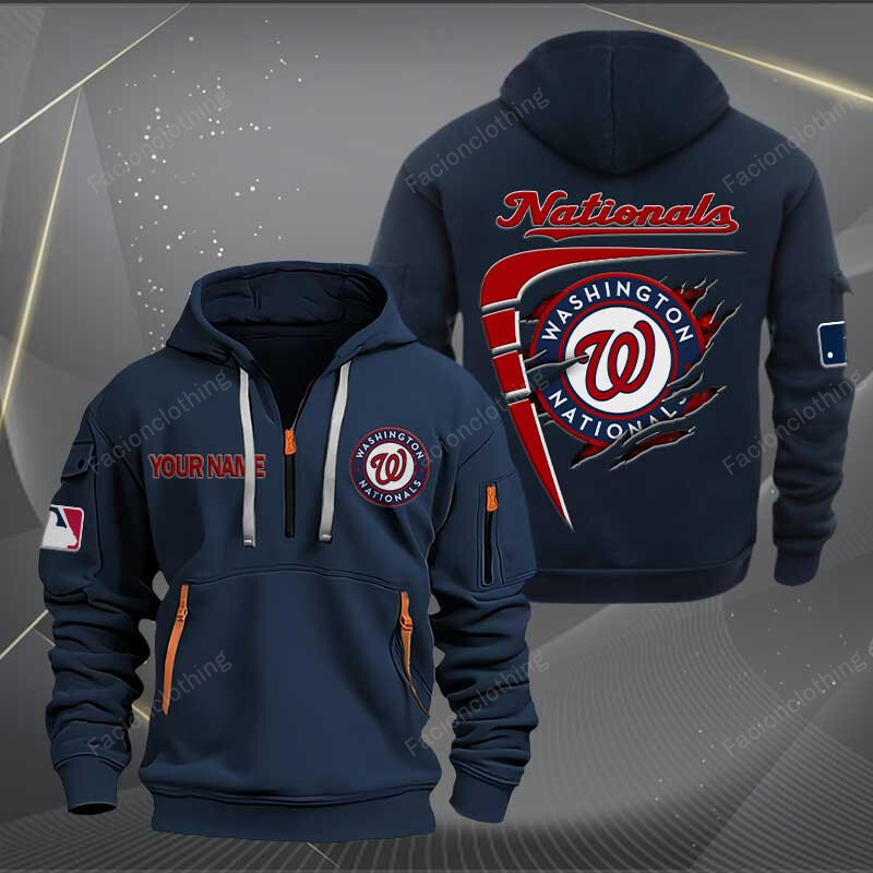 Sportswearmerch Washington Nationals MLB Personalized Half Zip Hoodie For Fan