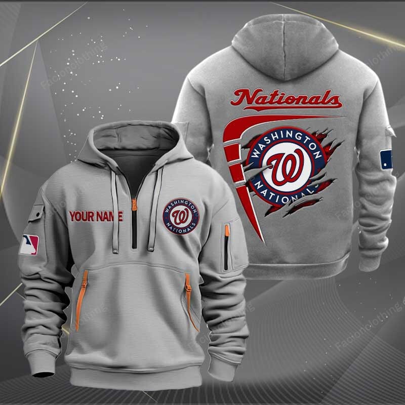 Sportswearmerch Washington Nationals MLB Personalized Half Zip Hoodie For Fan