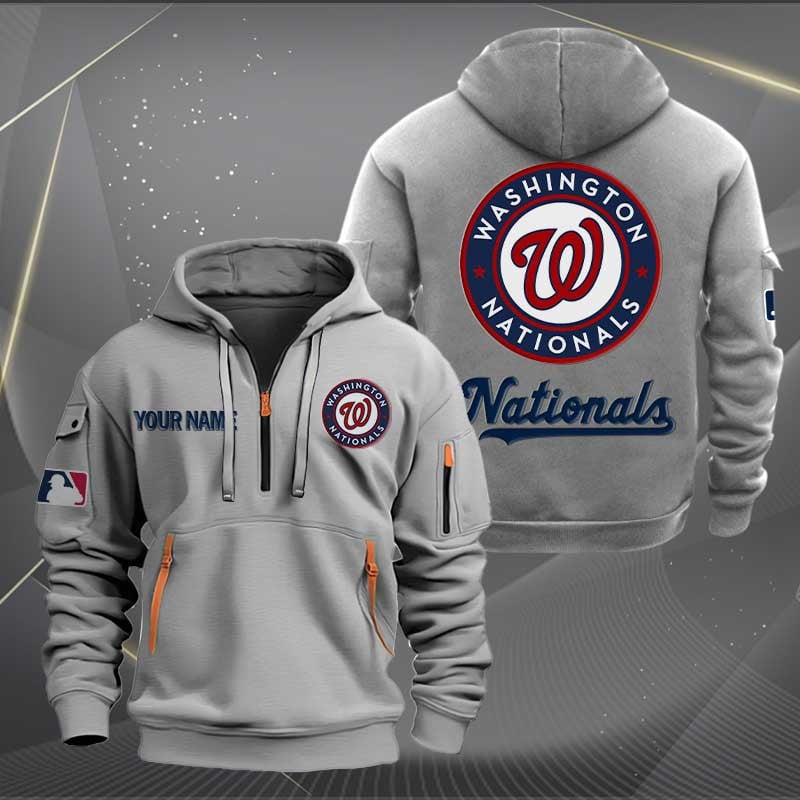 Sportswearmerch Washington Nationals MLB Personalized Half Zip Hoodie For Fan