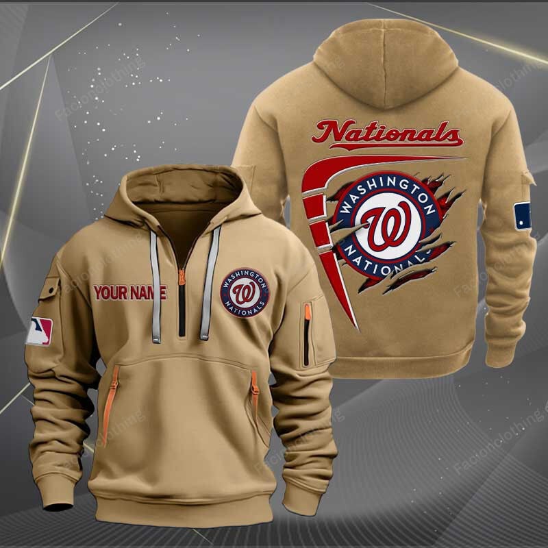 Sportswearmerch Washington Nationals MLB Personalized Half Zip Hoodie For Fan