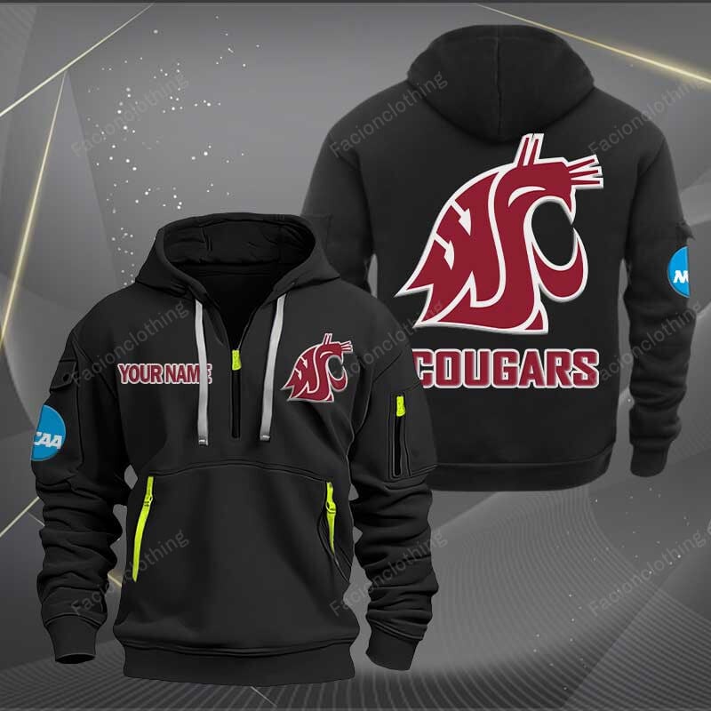 Sportswearmerch Washington State Cougars NCAA Personalized Half Zip Hoodie For Fan