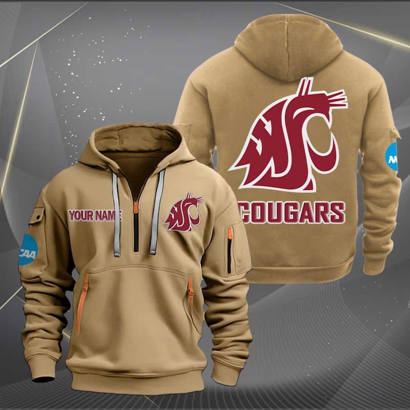 Sportswearmerch Washington State Cougars NCAA Personalized Half Zip Hoodie For Fan