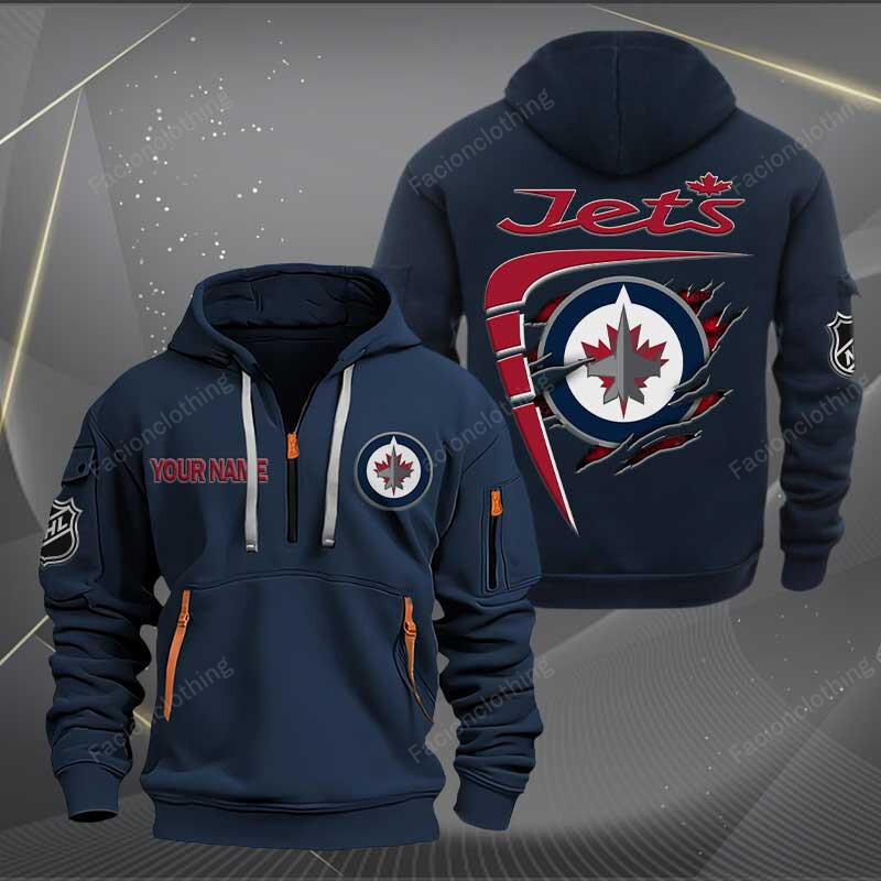 Sportswearmerch Winnipeg Jets NHL Personalized Half Zip Hoodie For Fan