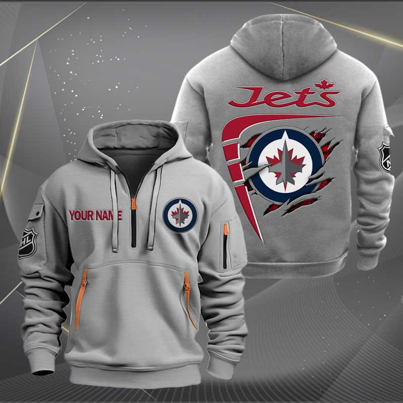 Sportswearmerch Winnipeg Jets NHL Personalized Half Zip Hoodie For Fan