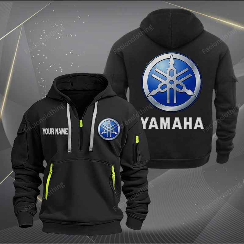 Sportswearmerch Yamaha Blue Motorcycle Motorcycle Half Zip Hoodie For Fan
