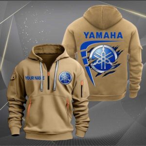Sportswearmerch Yamaha Blue Motorcycle Personalized Half Zip Hoodie For Fan