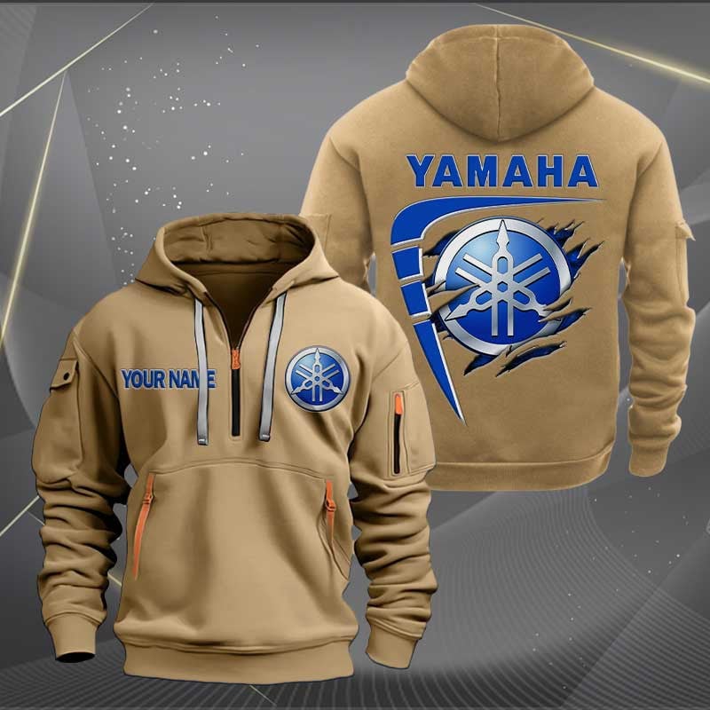 Sportswearmerch Yamaha Blue Motorcycle Personalized Half Zip Hoodie For Fan