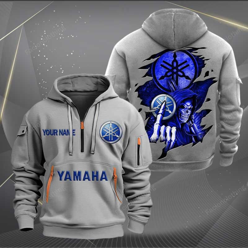 Sportswearmerch Yamaha Blue Motorcycle Personalized Half Zip Hoodie For Fan