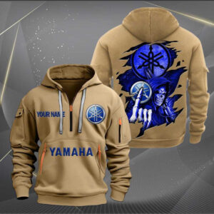 Sportswearmerch Yamaha Blue Motorcycle Personalized Half Zip Hoodie For Fan