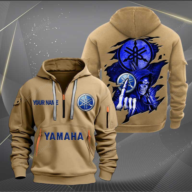 Sportswearmerch Yamaha Blue Motorcycle Personalized Half Zip Hoodie For Fan