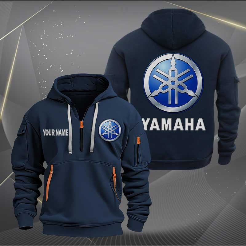 Sportswearmerch Yamaha Blue Motorcycles Personalized Half Zip Hoodie For Fan